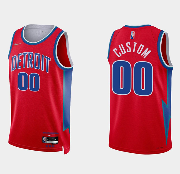 Men's Red Detroit Pistons Active Player Custom 75th Anniversary Stitched Jersey
